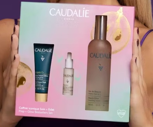 CAUDALIE COFFRET BESTSELLERS SOIN & ECLAT - EAU DE BEAUTE, MASQUE INSTANT DETOX &  SERUM ECLAT