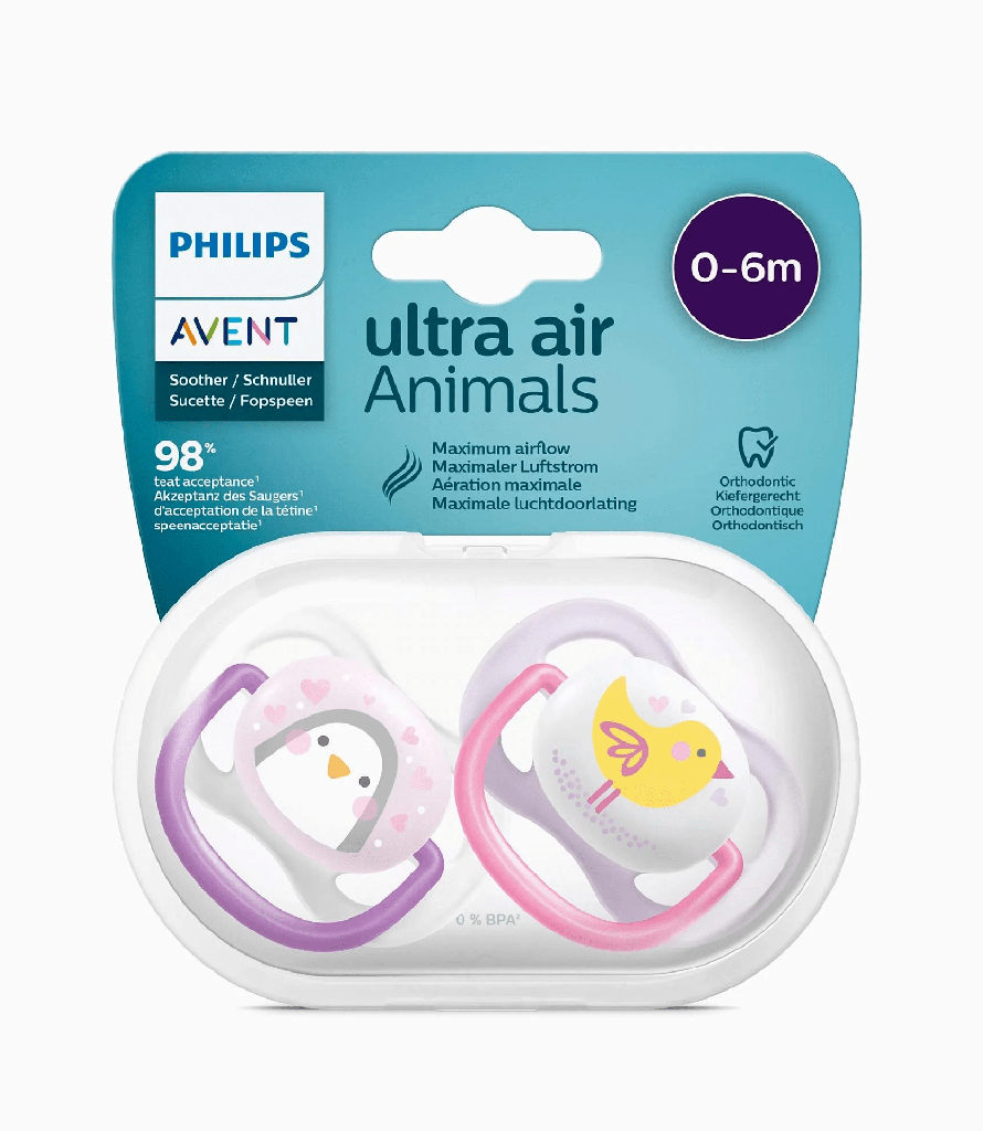 AVENT SUCETTES ULTRA AIR 0-6M FILLE SOLEIL-ARC-EN-CIEL 2U