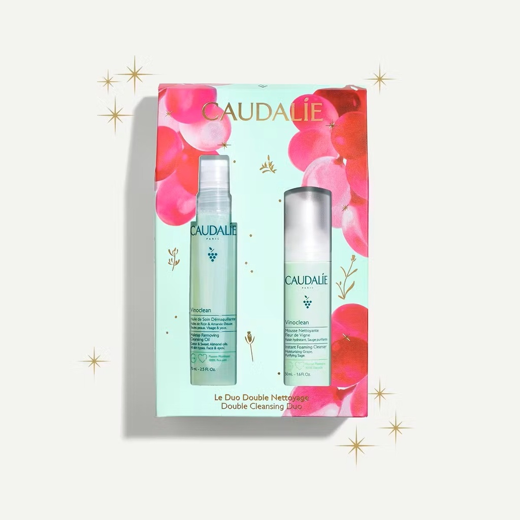 [3522930005254] CAUDALIE COFFRET LE DUO DOUBLE NETTOYAGE - VINOCLEAN HUILE DE SOIN ET MOUSSE NETTOYANTE