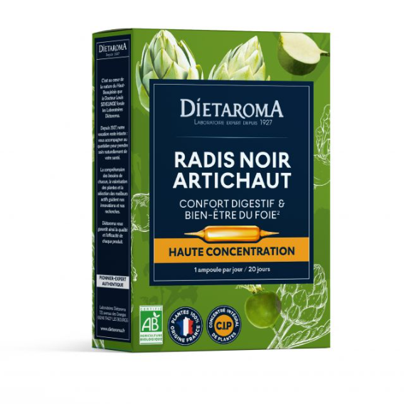 [3460341503283] DIETAROMA RADIS NOIR ARTICHAUT BIO - CONFORT DIGESTIF ET BIEN-ETRE DU FOIE - 20 AMPOULES