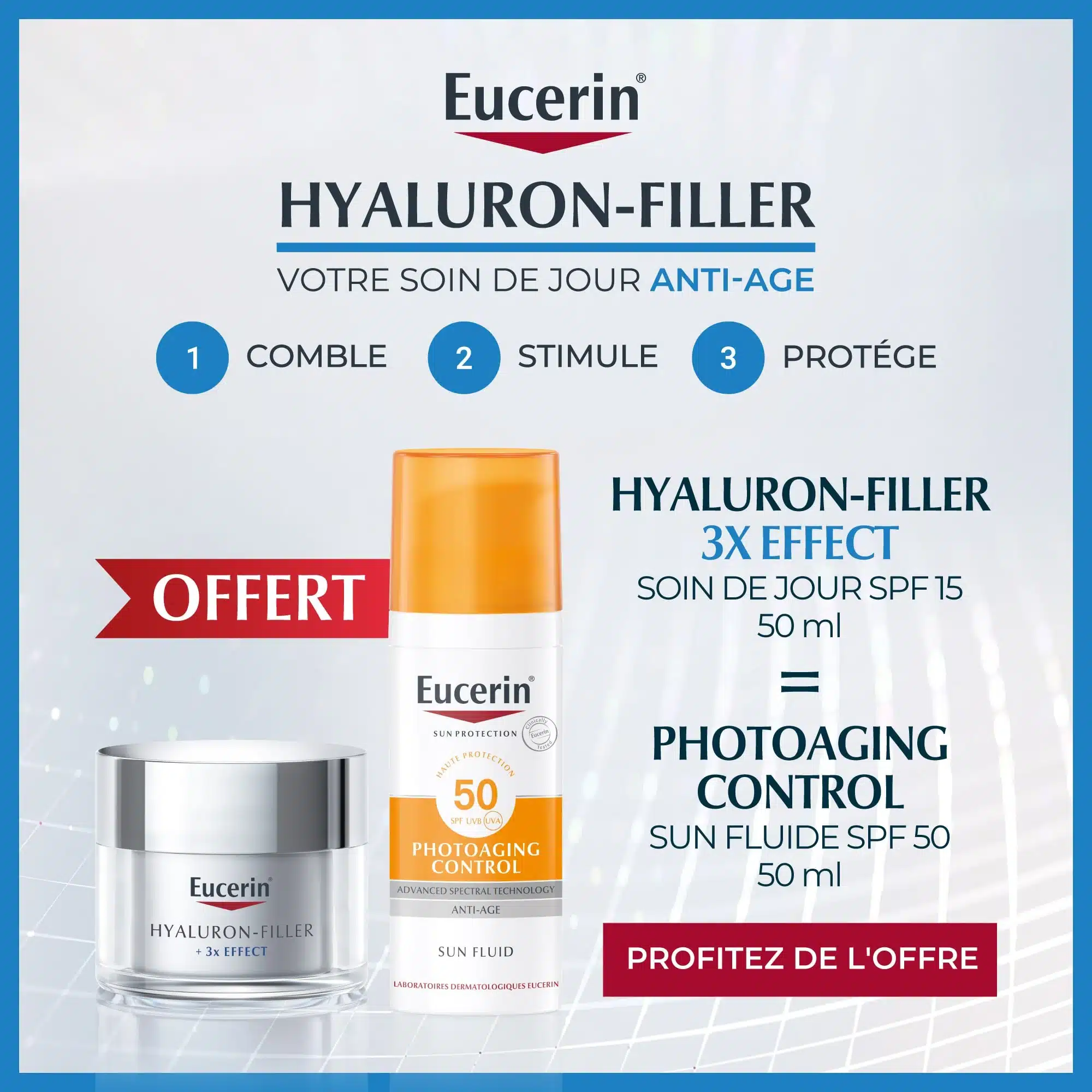EUCERIN HYALURON-FILLER + 3X EFFECT SOIN DE JOUR SPF15 50ML