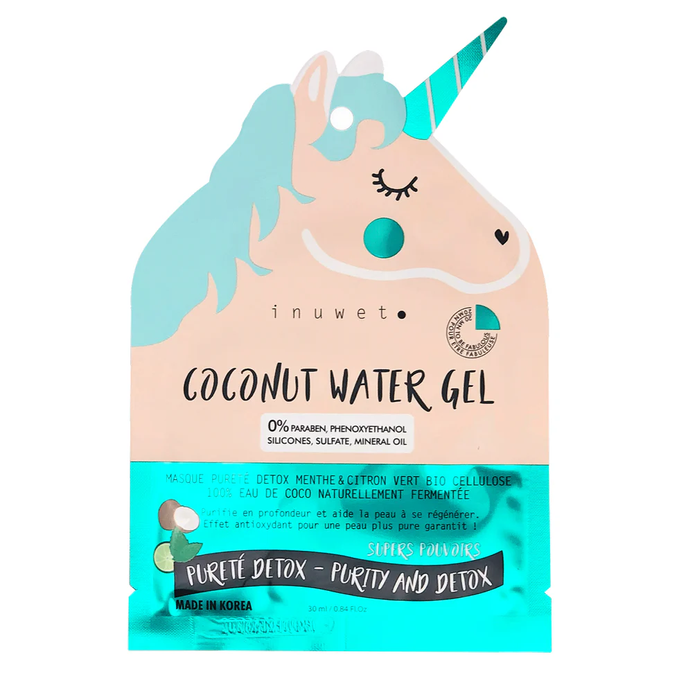 INUWET COCONUT WATER GEL VEGAN FACE MASK PURETE DETOX 30ML
