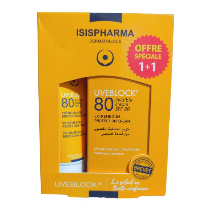 ISISPHARMA PACK UVEBLOCK SPF80 INVISIBLE 2*40ML