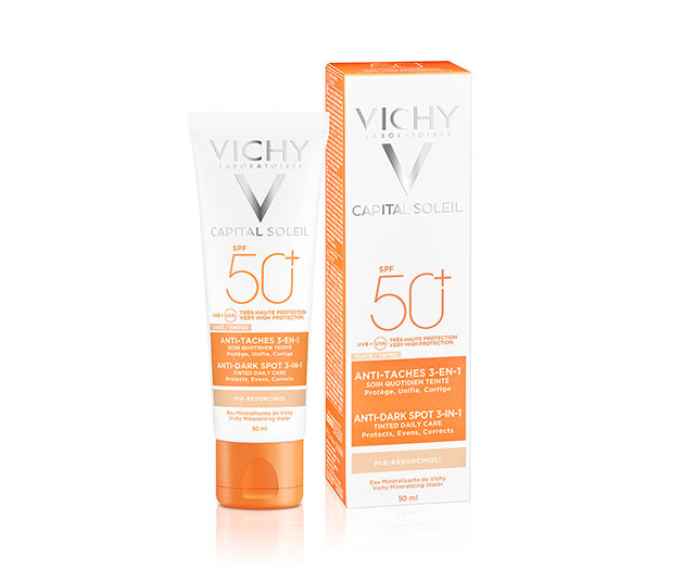 VICHY CAPITAL SOLEIL SOIN ANTI-TACHES 3EN1 TEINTE SPF50+ 50ML