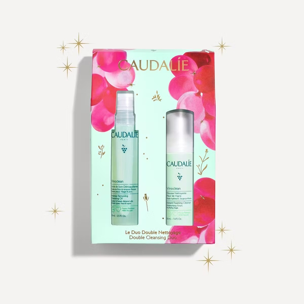 [3522930005254] CAUDALIE COFFRET LE DUO DOUBLE NETTOYAGE - VINOCLEAN HUILE DE SOIN & MOUSSE NETTOYANTE