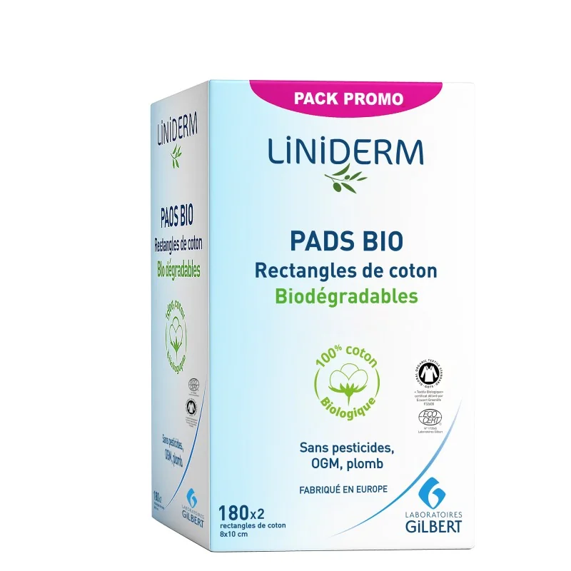 GILBERT PACK LINIDERM PADS COTON BIO 2*180U