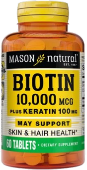 MASON NATURAL BIOTIN 10000MCG + KERATIN 100MG 60 TABLETS
