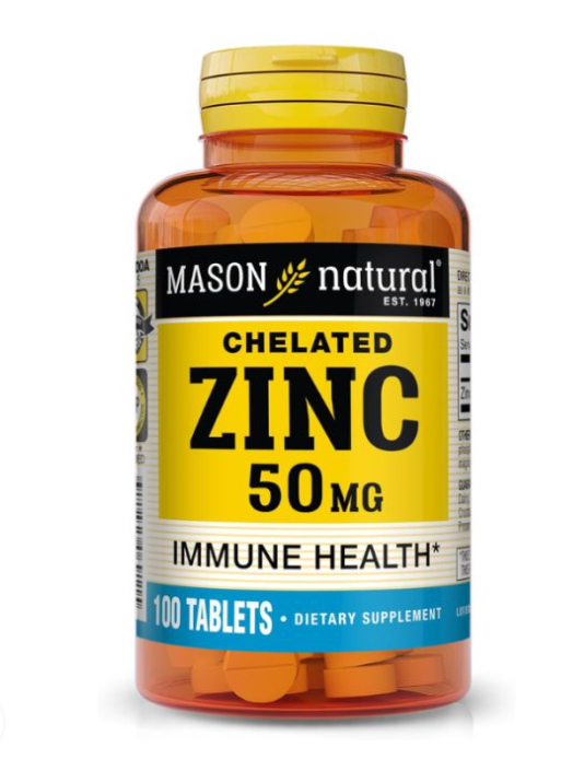 MASON NATURAL CHELATED ZINC GLUCONATE 50MG 100 TABLETS