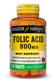 MASON NATURAL FOLIC ACID 800MCG 100 TABLETS
